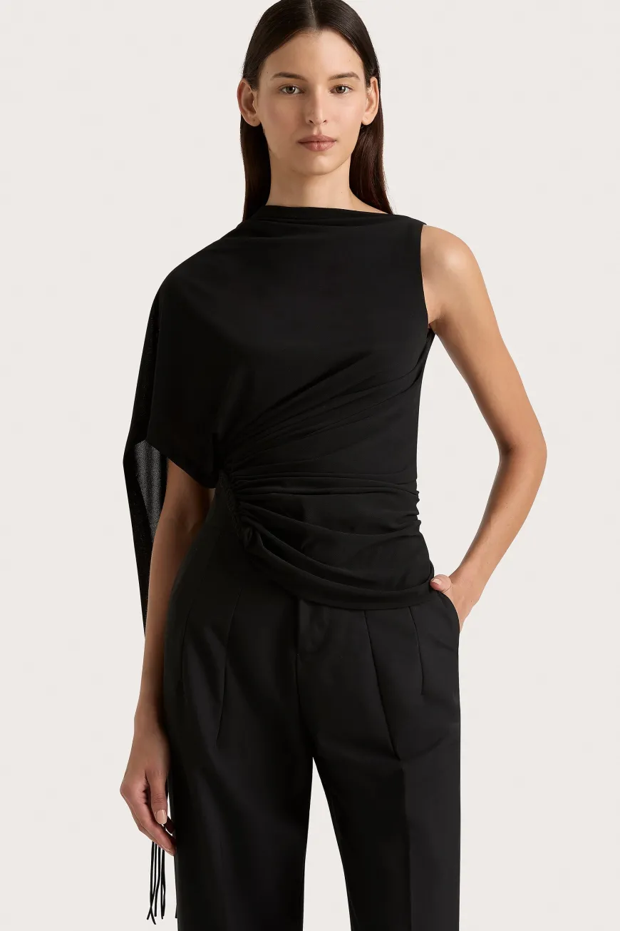 Bijou Asymmetric Top Black