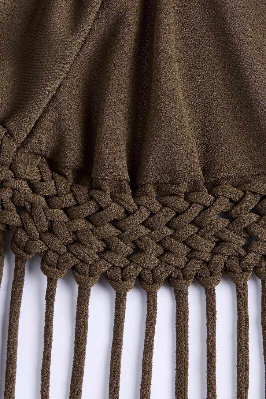 Brita Fringe Dress Chocolate Brown