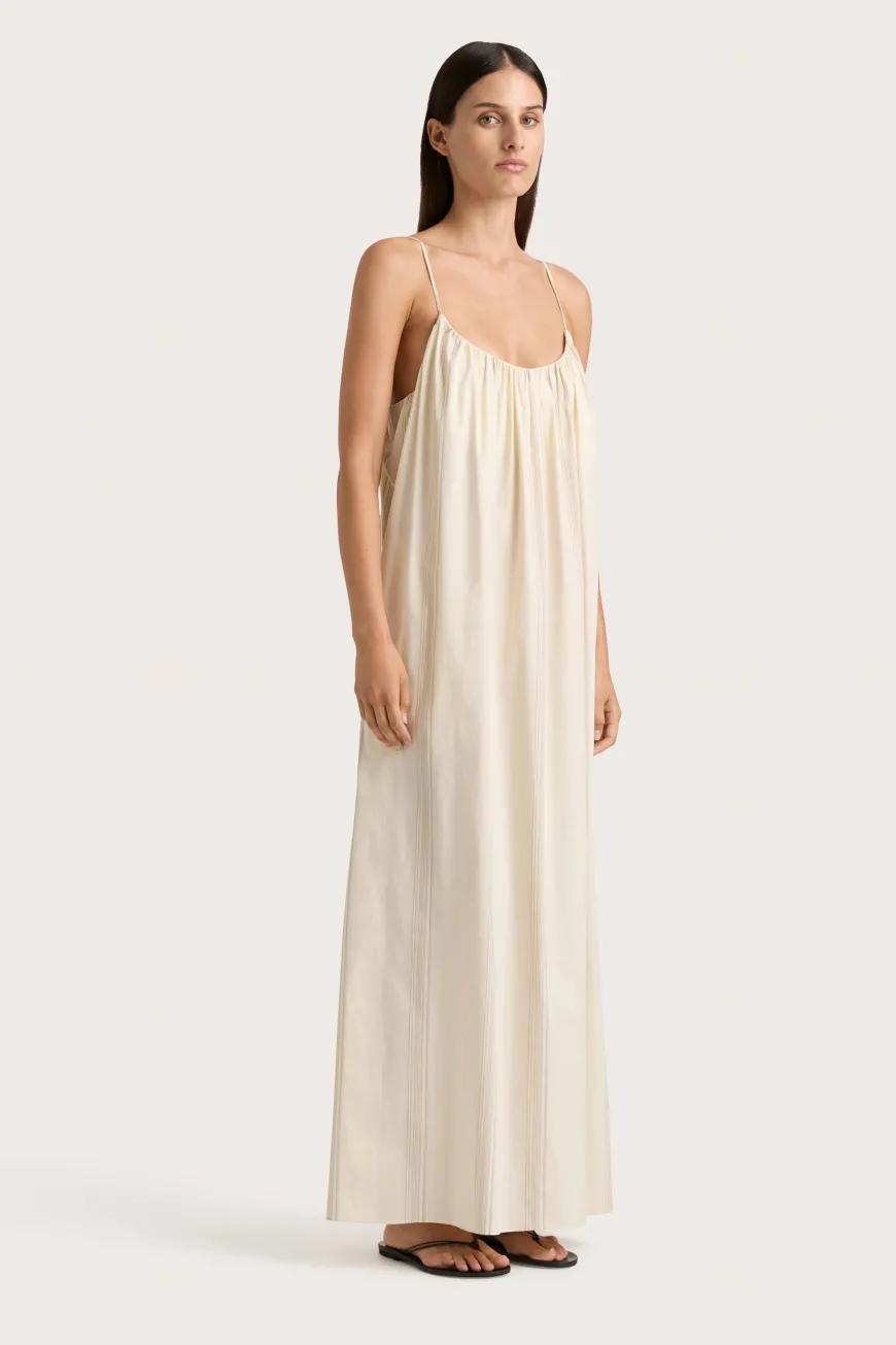 En Vau Maxi Dress Foam Taupe Stripe