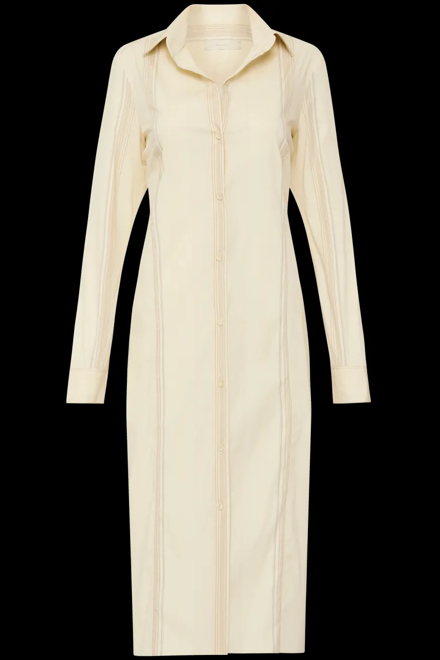 En Vau Shirt Dress Foam Taupe Stripe