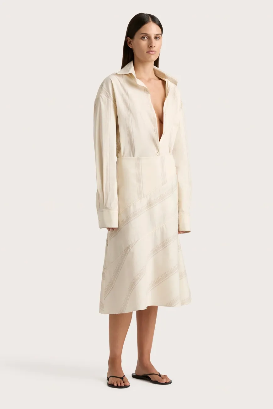 En Vau Skirt Foam Taupe Stripe