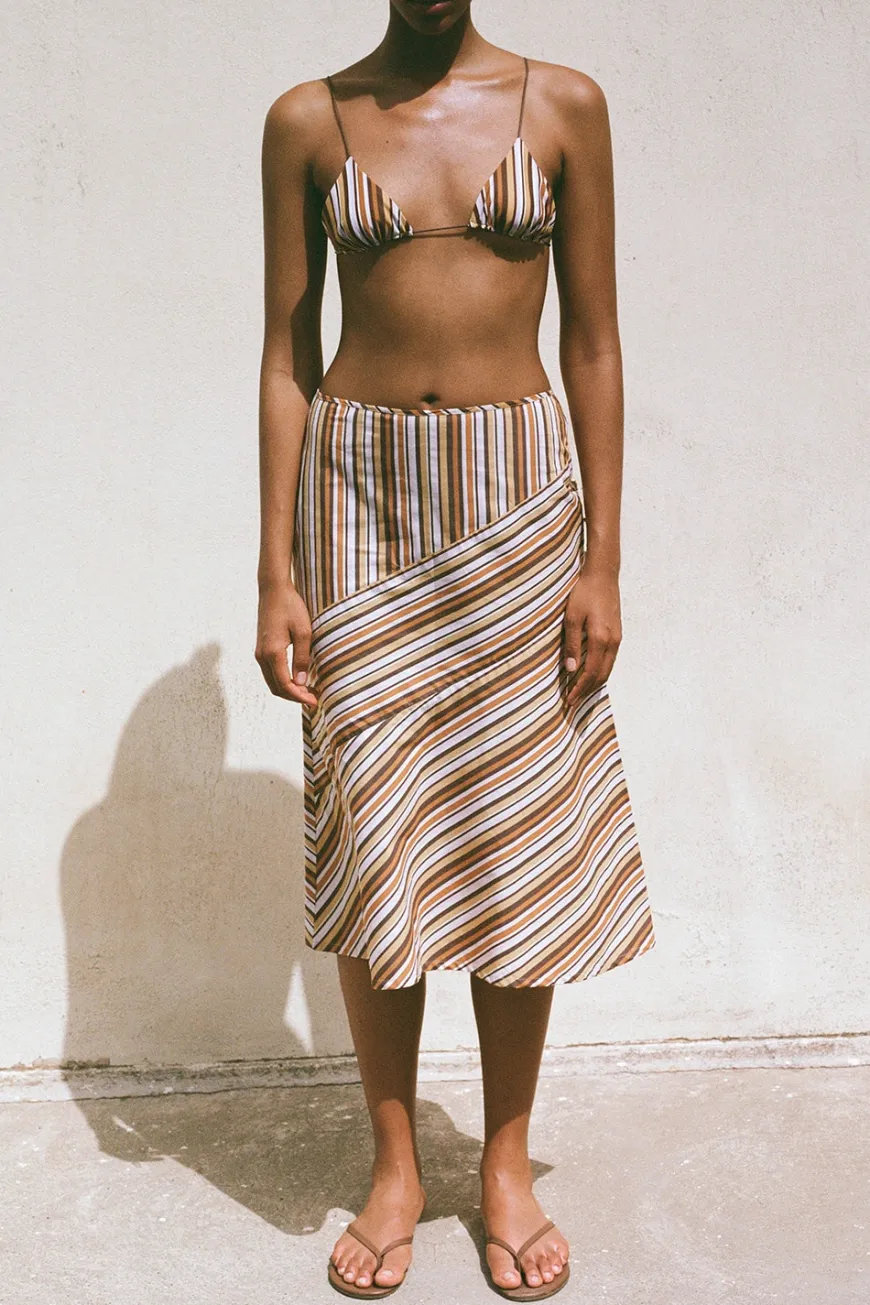 En Vau Skirt Terracotta Stripe