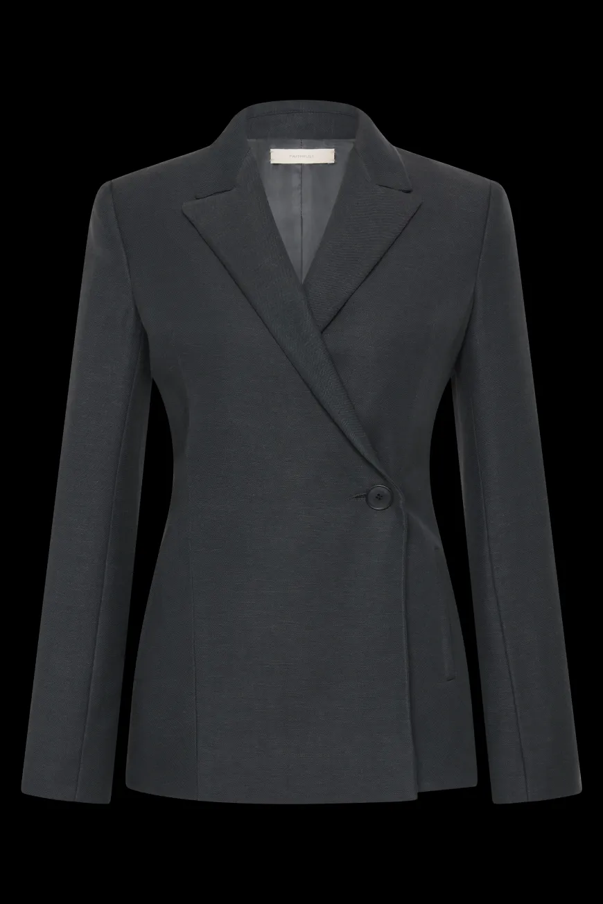 Enna Long Sleeve Blazer Charcoal