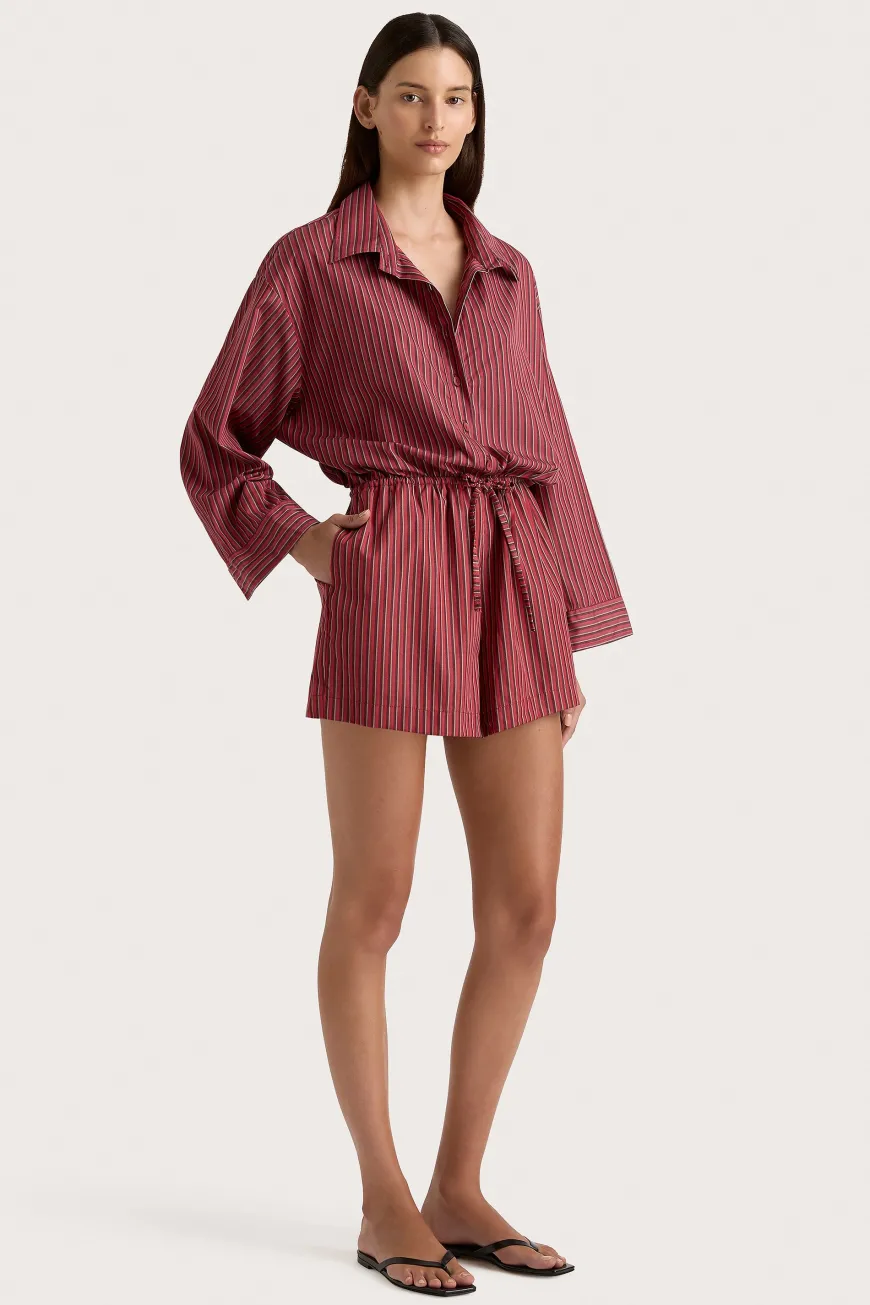 Freja Playsuit Wine Stripe