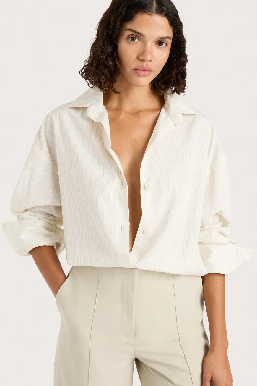 Freja Shirt Cream Pinstripe