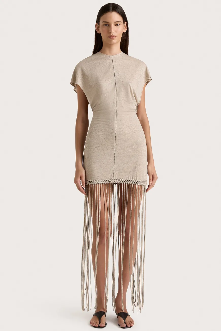 Ines Fringe Dress Oatmeal