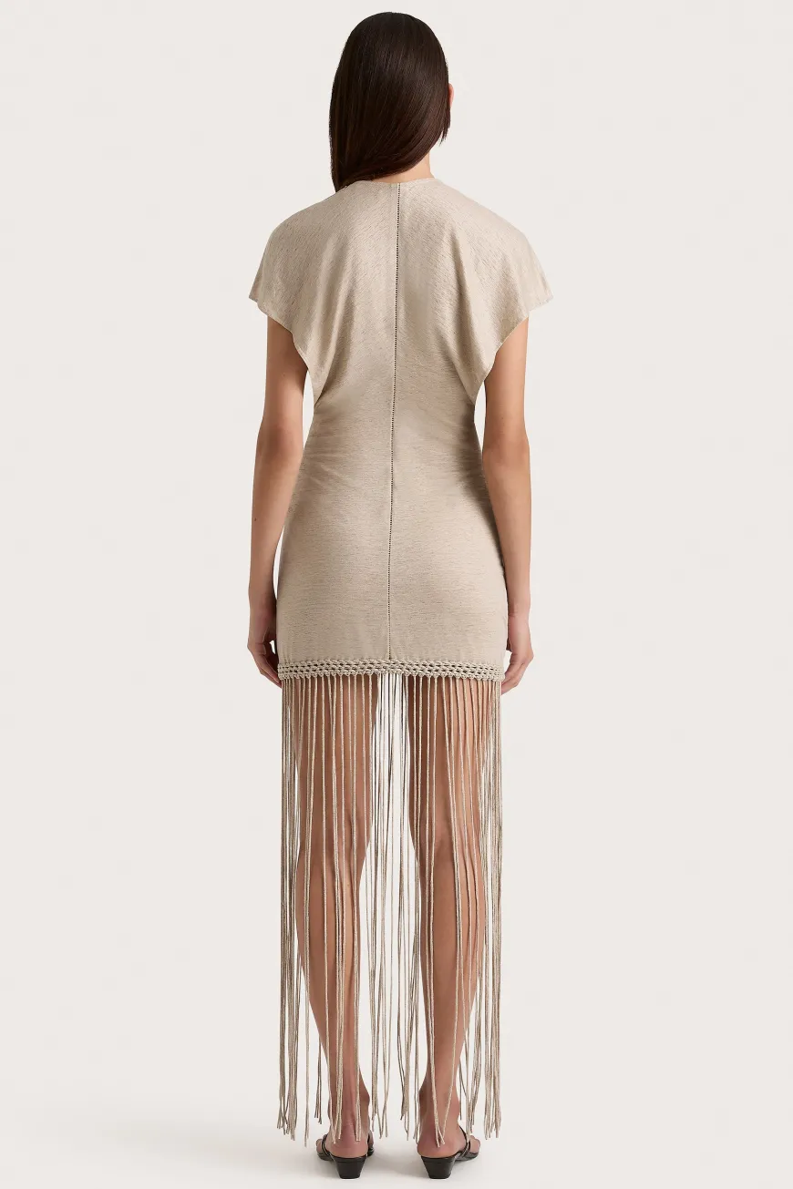 Ines Fringe Dress Oatmeal