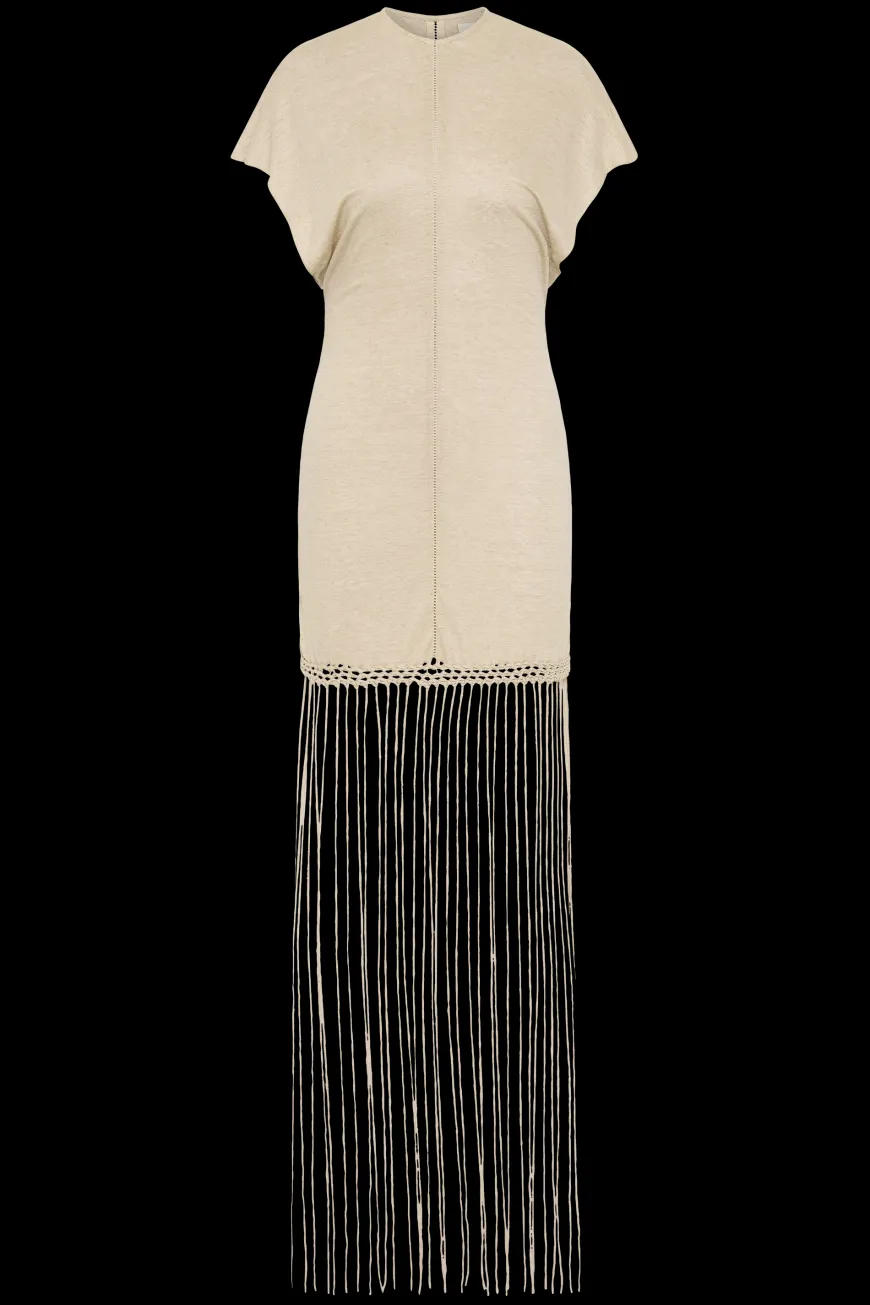 Ines Fringe Dress Oatmeal