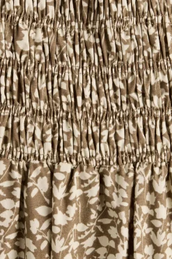 Lene Mini Dress Micro Leaves Walnut
