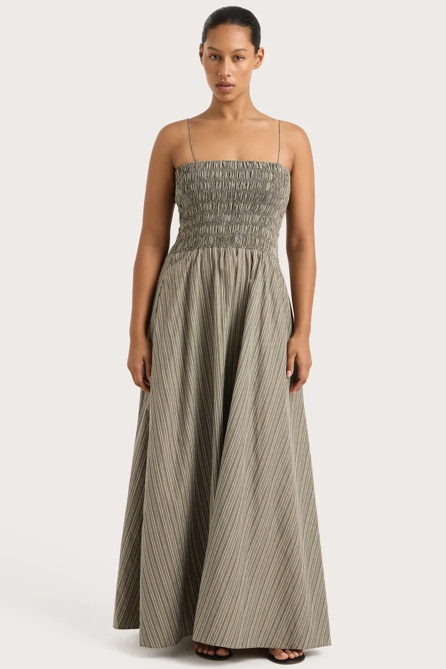 Lida Maxi Dress Khaki Stripe