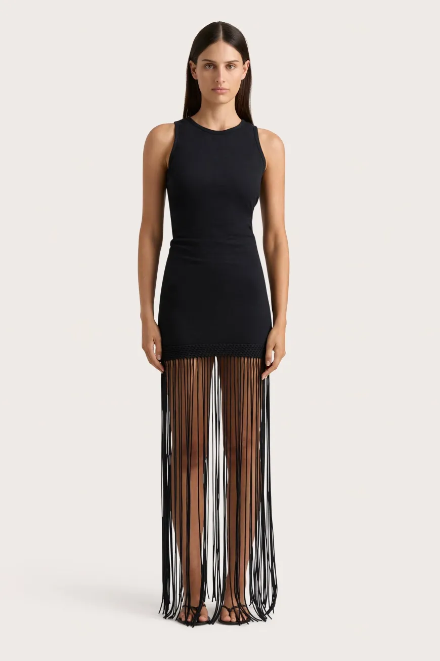 Maceio Fringed Dress Black