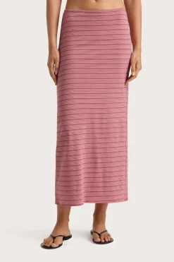 Maceio Midi Skirt Vermillion Stripe