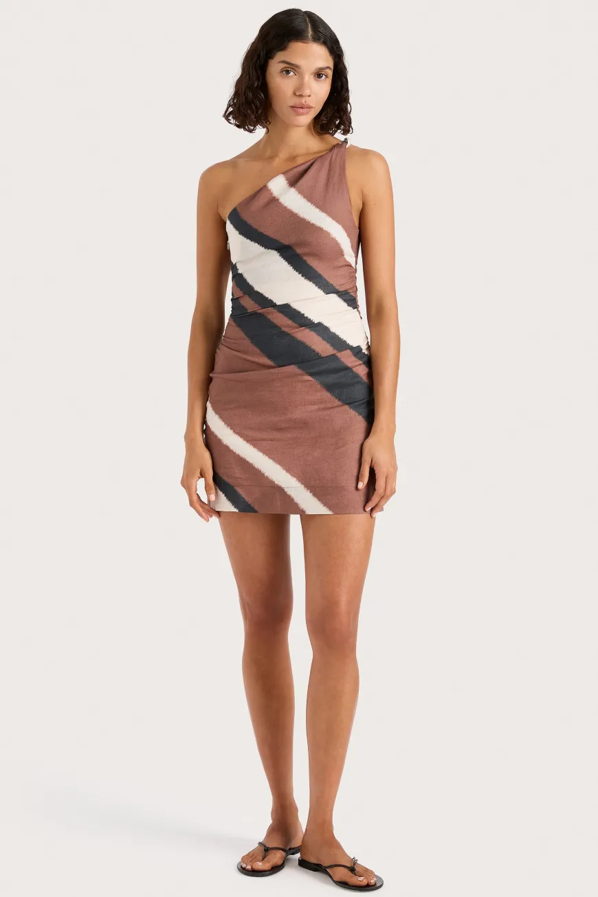 Marga Mini Dress Futura Stripe Chocolate