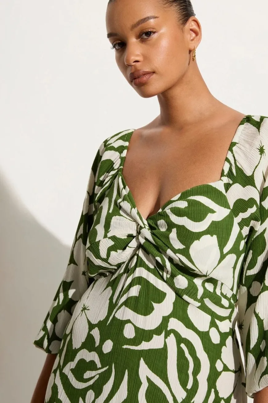 Ondina Midi Dress Pavito Floral Olive - Final Sale