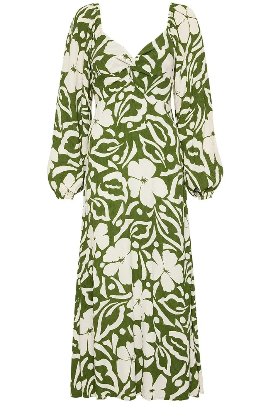 Ondina Midi Dress Pavito Floral Olive - Final Sale