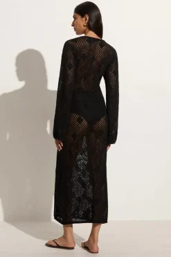 Serena Pointelle Knit Dress Black