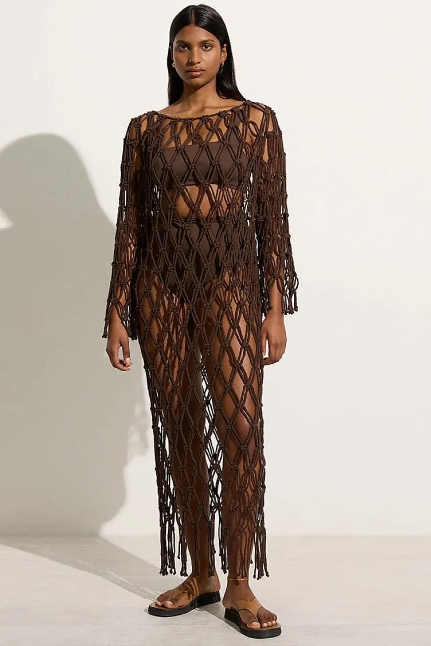 Sintra Macrame Dress Chocolate - Final Sale