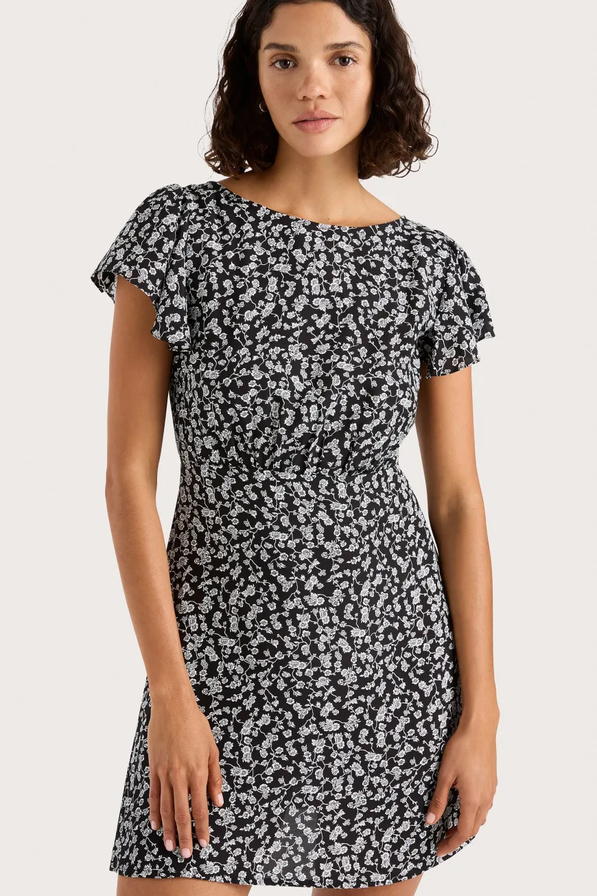 Valras Mini Dress Amaryllis Floral Black