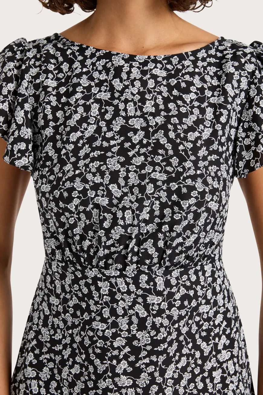 Valras Mini Dress Amaryllis Floral Black