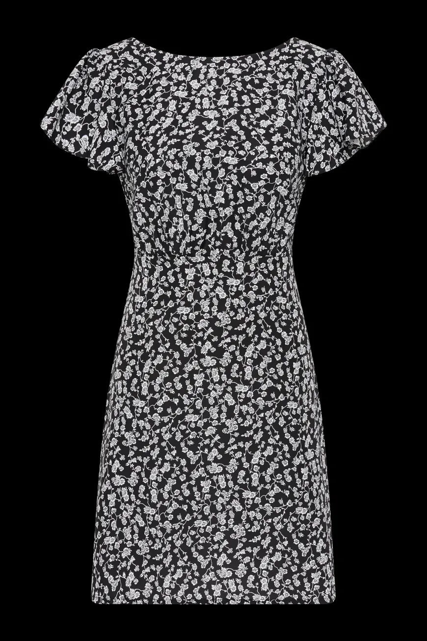 Valras Mini Dress Amaryllis Floral Black
